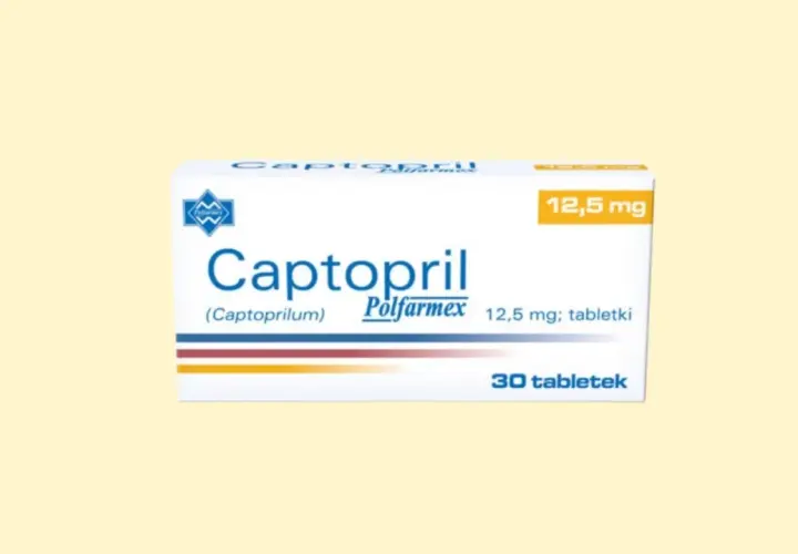 Opakowanie leku Captopril 12,5 mg, 30 tabletek. Informacja o captopril dawkowanie znajduje się w ulotce.