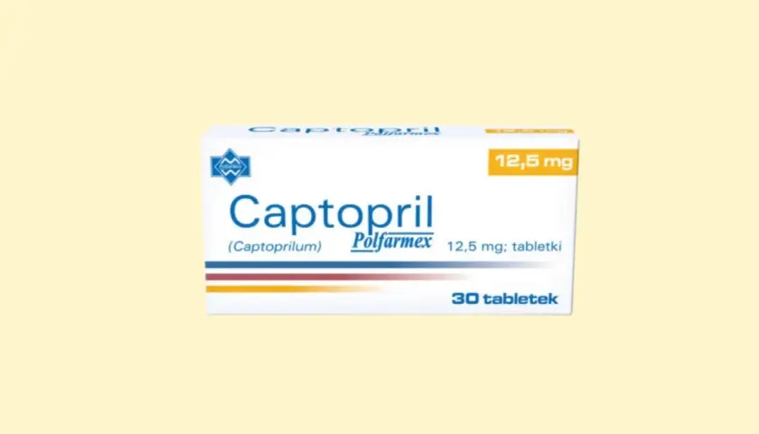 Opakowanie leku Captopril 12,5 mg, 30 tabletek. Informacja o captopril dawkowanie znajduje się w ulotce.