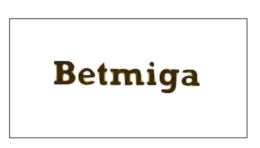 Złoty napis "Betmiga" na białym tle.